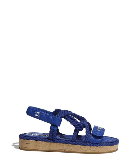 chanel sandalen blau|Chanel suede sandals.